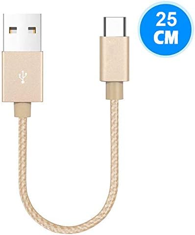 כבל C קצר מסוג USB [0.8ft/25 סמ] USB C ל- USB A מטען ניילון קלוע חוט טעינה מהיר תואם עבור סמסונג